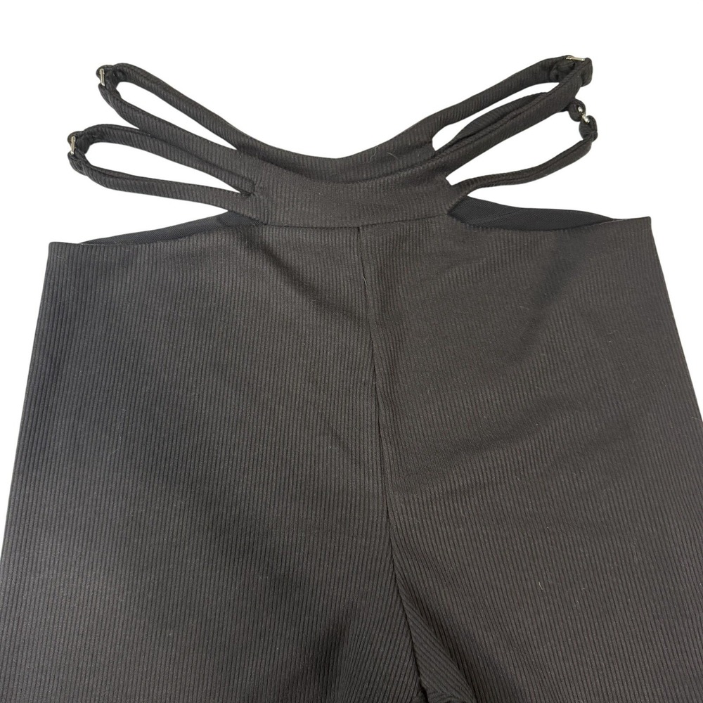 Princess Polly Black Ribbed Cut Out Strappy Biker Shorts Womens Size US 4 EU 36 - Picture 3 of 8